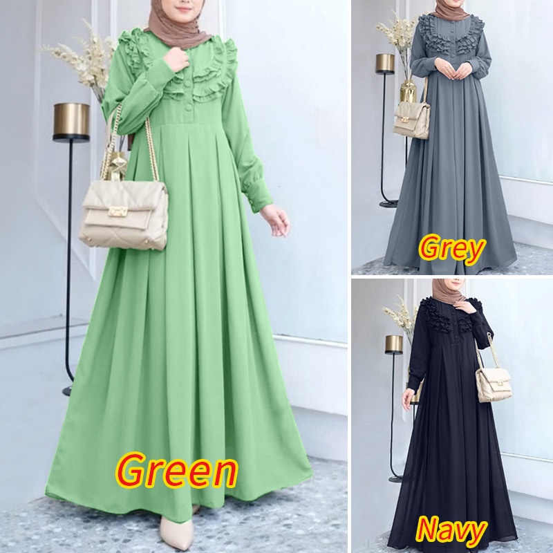 Đầm Zanzea tay dài cổ tròn thời trang thanh lịch cho nữ