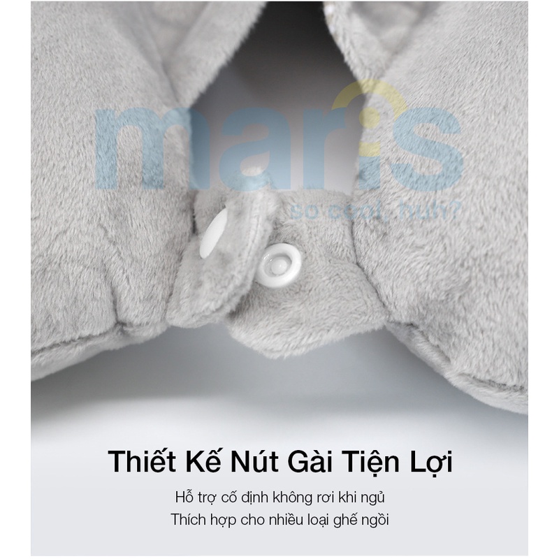 Gối Chữ U Cao Su Non MARIS Mr - 203 Memory Foam Cao Cấp Size 33 x 32 x 11 Cm, Gối Kê Cổ Có Mũ