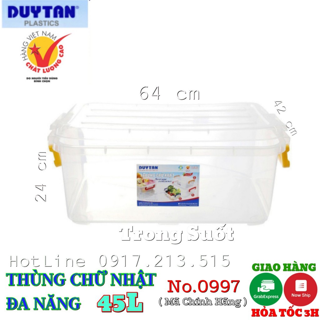 Thùng nhựa 45L TRONG SUỐT DUY TÂN