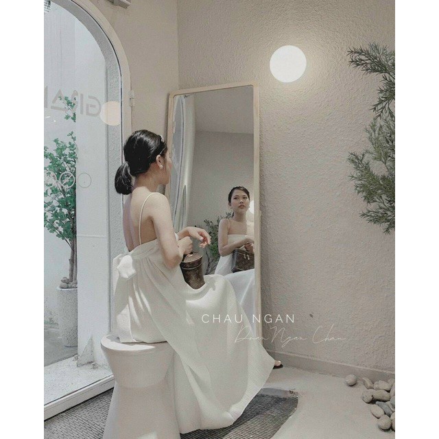 Đầm suông hai dây dập ly cột nơ lưng cực đẹp - video và hình thật trải sàn