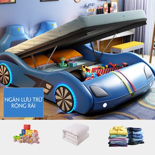 Giường ngủ trẻ em, Giường ngủ kiểu dáng ô tô siêu cấp cho bé tích hợp hệ thống đèn led sang trọng