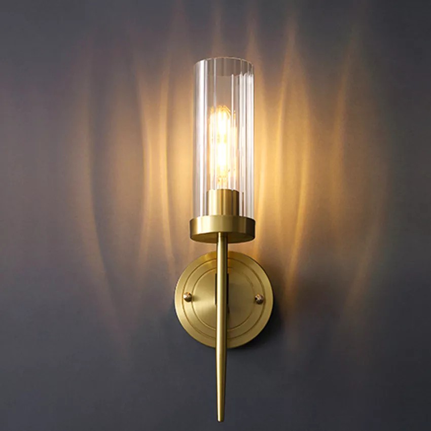 TG903 - ĐÈN TƯỜNG CHAO THỦY TINH CAO CẤP THÂN MẠ ĐỒNG VÀNG - đèn tường đôi - đèn tường đơn TG 903