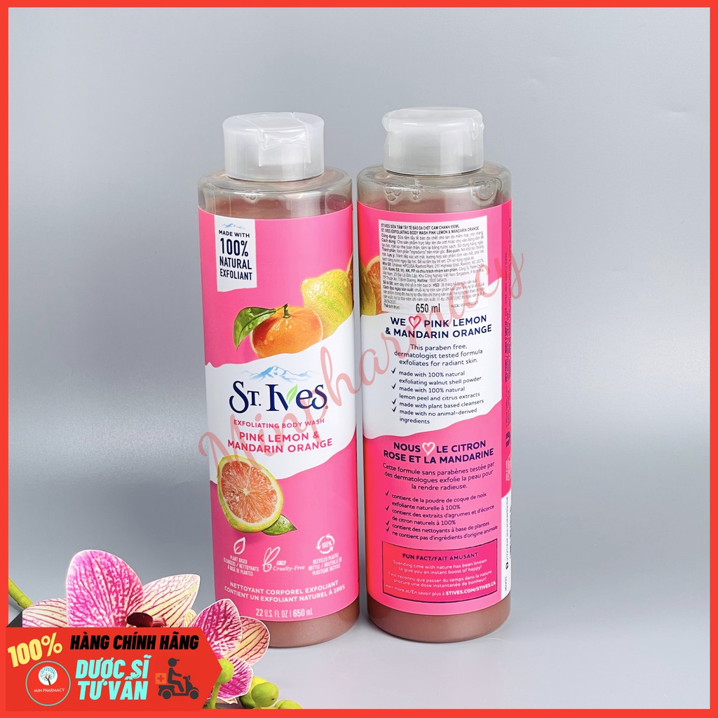 Sữa tắm St.Ives Dưỡng Da Body Wash chiết xuất quả mơ/ muối biển/ cam chanh/ yến mạch - Minpharmacy