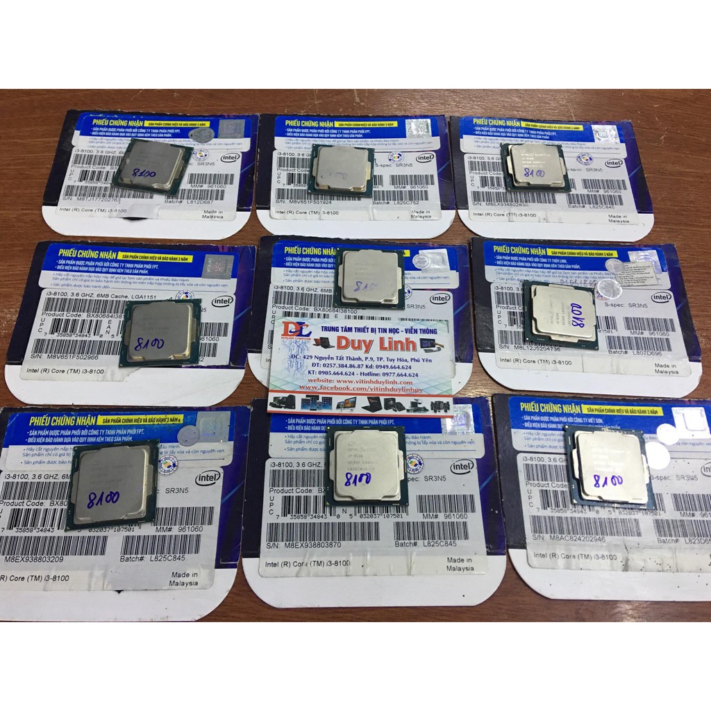 CPU intel core i3-8100,9100,9100F socket 1151 V2 chạy main h310, b360, b365, z370 | WebRaoVat - webraovat.net.vn