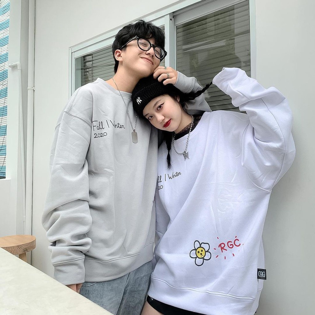 ÁO HOA REGORD UNISEX FORM TO - SWEATER BÔNG HOA FALL I WINTER 2020 TRẮNG XÁM