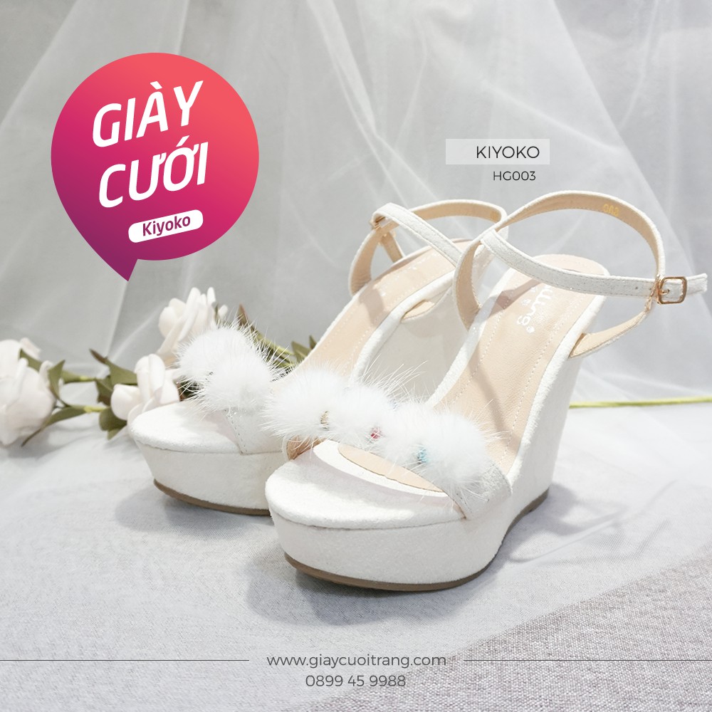 [Kiyoko] Giày cưới đế xuồng - Giày cô dâu đế xuồng - Giày cao gót đế xuồng - Giày 12cm