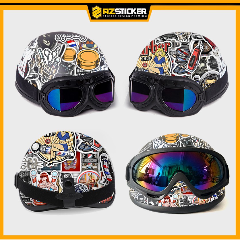 Sticker Barber Shop Tiệm Cắt Tóc Chống Nước, Chống Bay Màu | STK60 | Hình Dán Mũ Bảo Hiểm Laptop Bình Nước