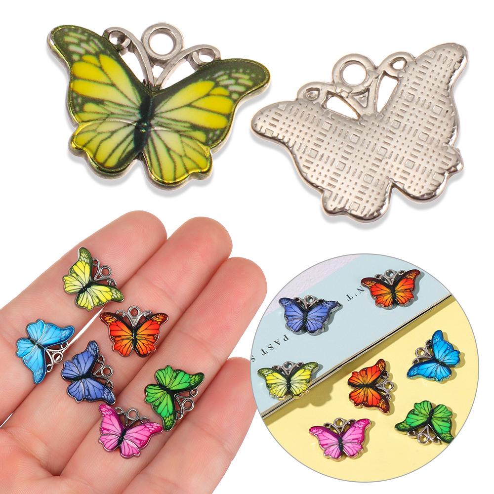 Set 10 Mặt Vòng cổ Hình Bướm Tráng Men Nhiều Màu DIY