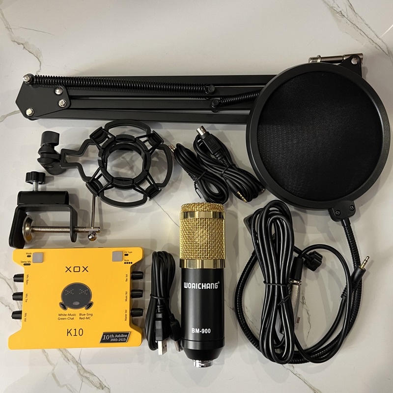 ComBo micro thu âm livestream BM900 k10 HOẶC K108 dây ma2 chân màng lọc