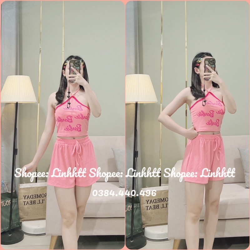 Set yếm gân quần sort babie có sẵn mút ngực freesize