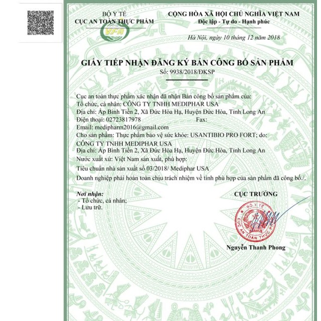 Usantibiopro Fort – Hỗ trợ cân bằng hệ vi sinh đường ruột, giảm rối loạn tiêu hóa (Hộp 20 ống)