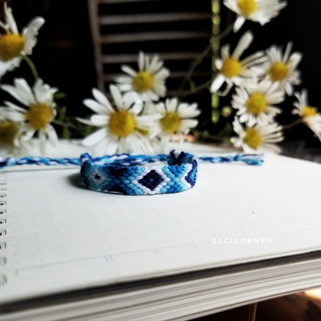 Vòng tay, vòng chân handmade tết bằng chỉ l "Diamond" friendship bracelet