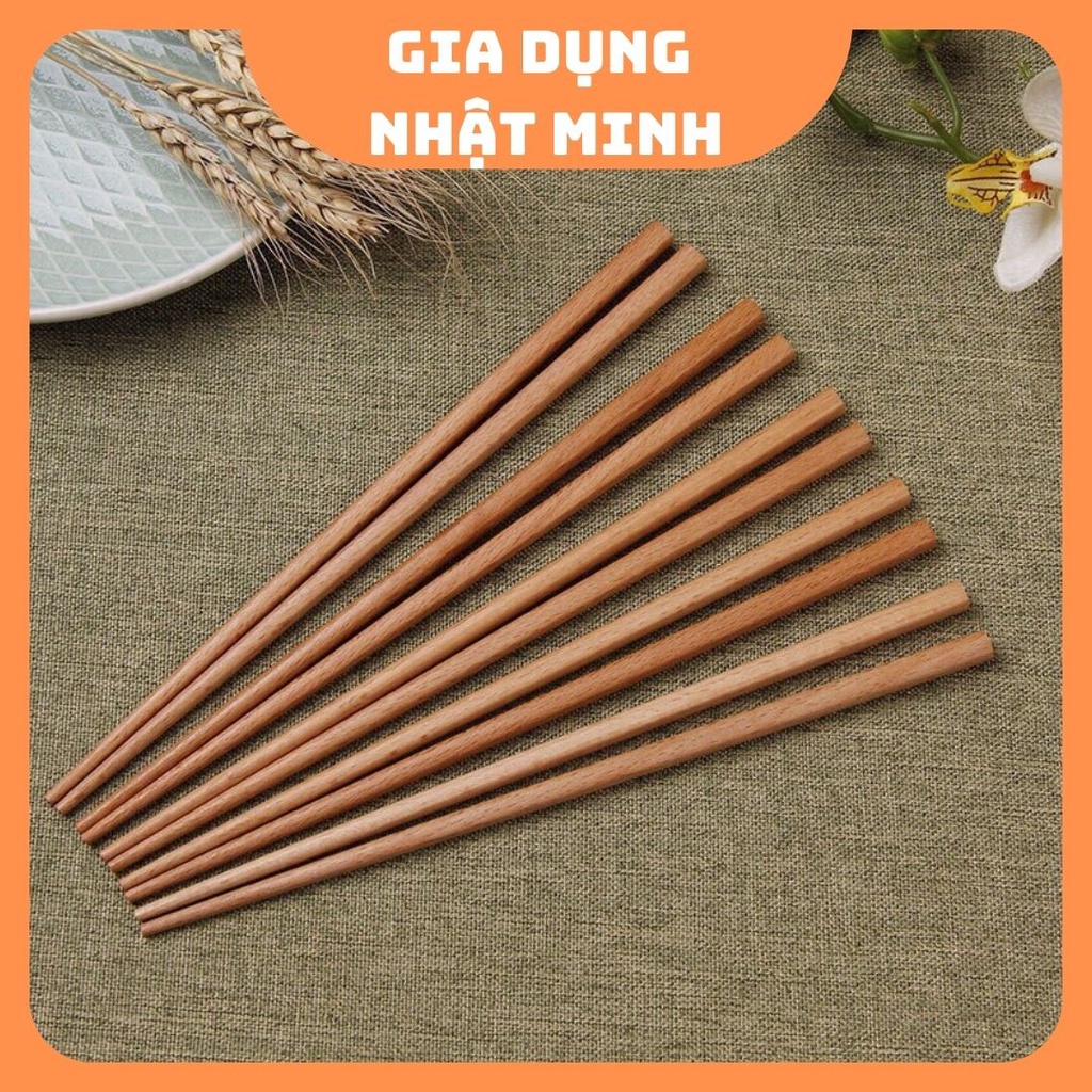 Bộ 10 Đôi Đũa Gỗ Cao Cấp Chống Mốc, Loại Đẹp, Đũa Gỗ Ăn Cơm Việt Nam