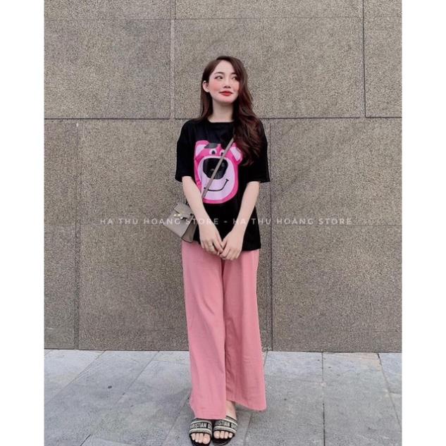 [Hàng Sẵn, Ảnh Thật] Sét Áo Thun Kèm Quần Cullottes Nữ Form Rộng Hàn Quốc Vintage- Bộ Thể Thao Tay Lỡ Quần Suông Dày Mịn