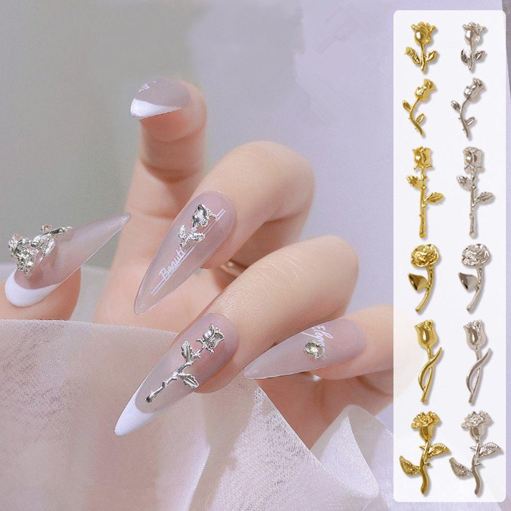 EXPEN Phụ Kiện Trang Trí Móng Tay Hình Hoa Hồng Bằng Hợp Kim Phong Cách Hàn Quốc Sang Trọng DIY
