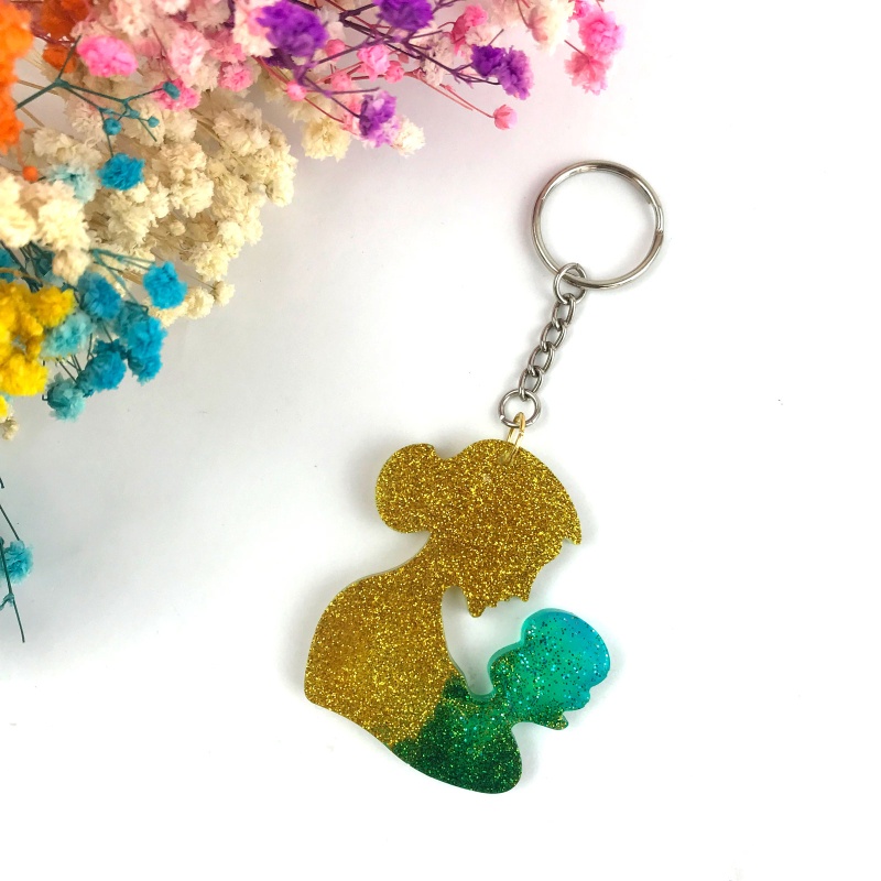 Khuôn Silicone Làm Móc Khóa Trang Sức DIY Cho Mẹ Và Bé