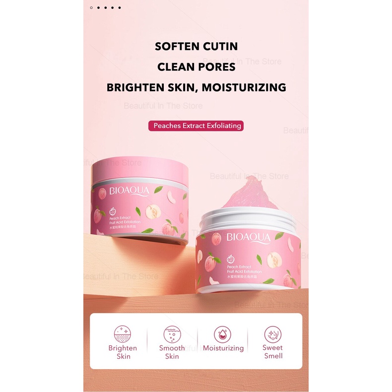 Gel tẩy tế bào chết da mặt BIOAQUA 140g chiết xuất đào làm trắng da dưỡng ẩm chuyên dụng