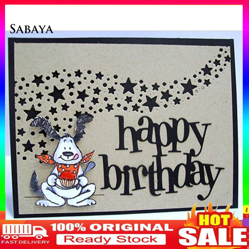 Khuôn Cắt Giấy Làm Từ Kim Loại Hình Chữ Happy Birthday Trang Trí Scrapbook