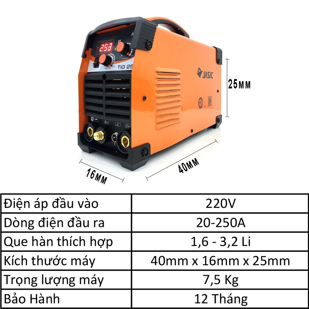 Máy Hàn Điện Tử JASIC TIG 250 Máy Hàn 2 Chức Năng Tig/ Que Mini Cầm Tay Cho Thợ