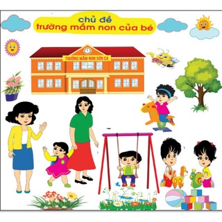 Tranh góc mầm non theo chủ đề nhiều chi tiết như ảnh