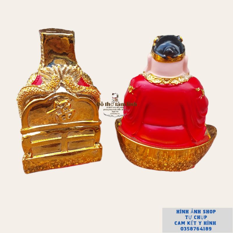 Cặp ông Thần Tài Thổ Địa puly đỏ vàng kim tuyến chất liệu composite