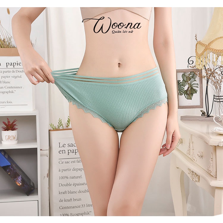 Quần lót nữ cotton gân tâm cạp lưới phối viền Size 38-58kg. Quần Lót nữ Kháng Khuẩn Trơn nhiều màu sexy. | BigBuy360 - bigbuy360.vn