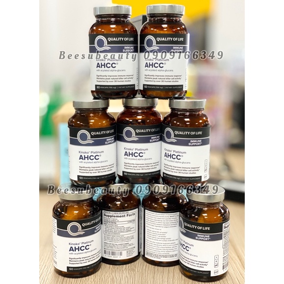 AHCC Kinoko Platinum Mỹ 60v 750mg tăng cường miễn dịch, sức mạnh tối đa