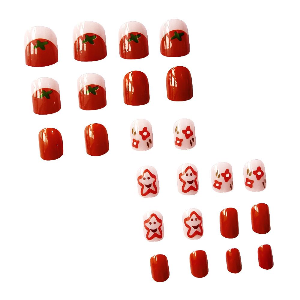 [Hàng mới về] Set 24 móng tay giả họa tiết dễ thương thời trang cho nữ