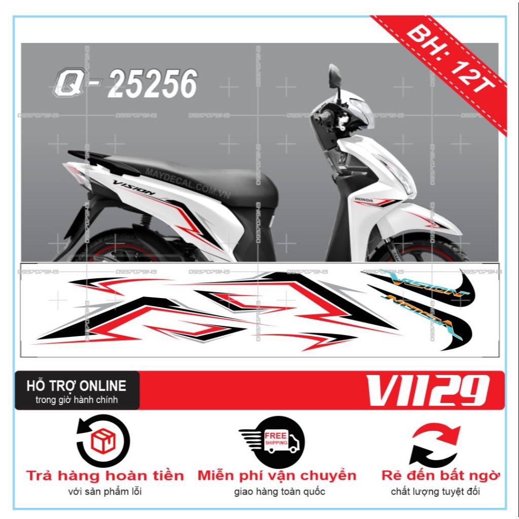 TEM XE VISION 2016 1129 CHẾ DÁN XE TRẮNG -- SHIN DECAL 2