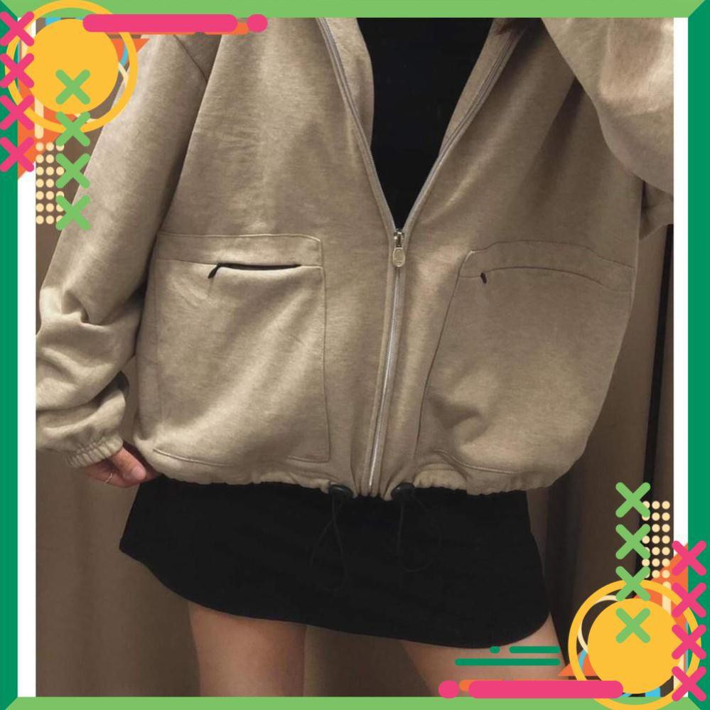 [Lên đồ là Sang] Áo khoác Thun Nỉ Trơn Túi Hộp Có Khóa Kéo | BigBuy360 - bigbuy360.vn