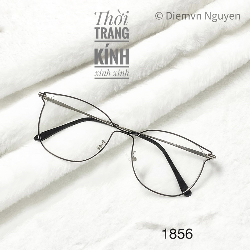 Gọng kính mắt mèo 1856, Form mắt mèo vuông cho nữ, chất Kim loại mảnh, nhẹ, cứng cáp