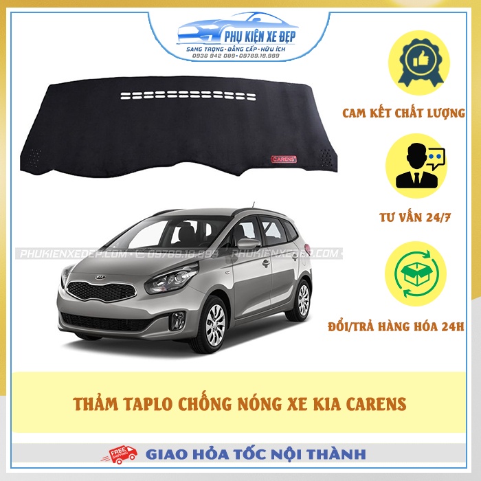 Thảm taplo ô tô lông cừu HÀNG LOẠI I xe KIA CARENS [MỚI NHẤT] có 3 lớp chống trượt