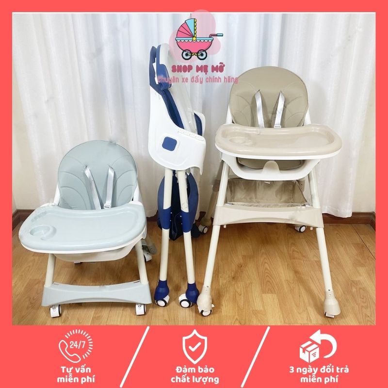 Ghế ăn dặm cho bé có bánh xe có thể gấp gọn, mặt bàn ăn dặm 2 chế độ chân cho trẻ từ 6 tháng tuổi