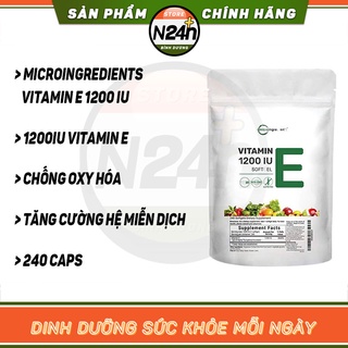 Viên Vitamins E 1200iu Hàm Lượng Cao Micro ingredients Vitamin E 1200 Iu Chống Oxy Hóa Đẹp Da Chống Lão Hóa 240 Viên