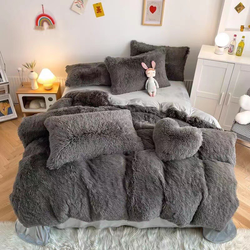 Bộ Chăn Ga Gối Nỉ Lông Tim 5 món mềm mượt mùa đông xuân giá rẻ