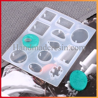 Khuôn Silicon mặt dây chuyền hình vuông, oval (có lỗ)