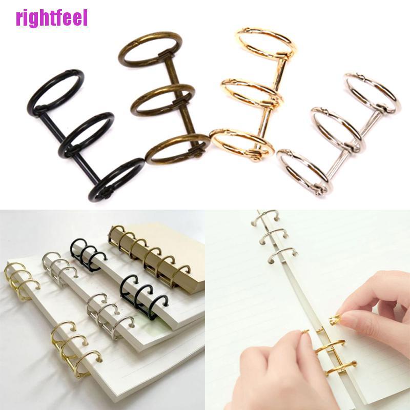 Rightfeel 2Pcs Metal 3Rings Loose Leaf Paper Binder DIY Making Notebook Album Scrapbook