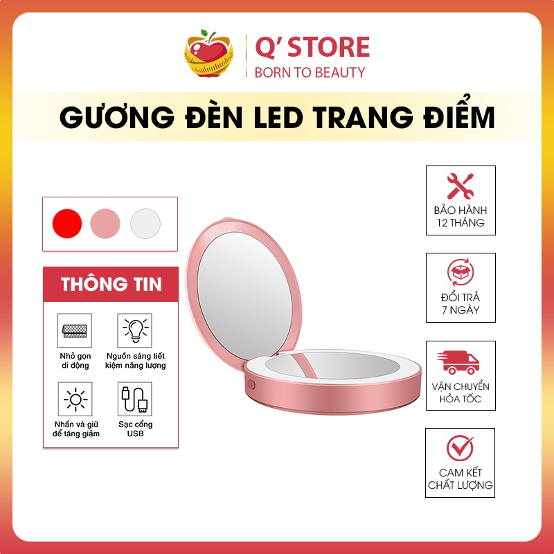 Gương Đèn Led HOTKết Hợp Pin Sạc Dự Phòng 3000mAh Gương Trang Điểm Độ Nét Cao, Zoom 3X,Siêu Tiện Lợi BH [6 Tháng]