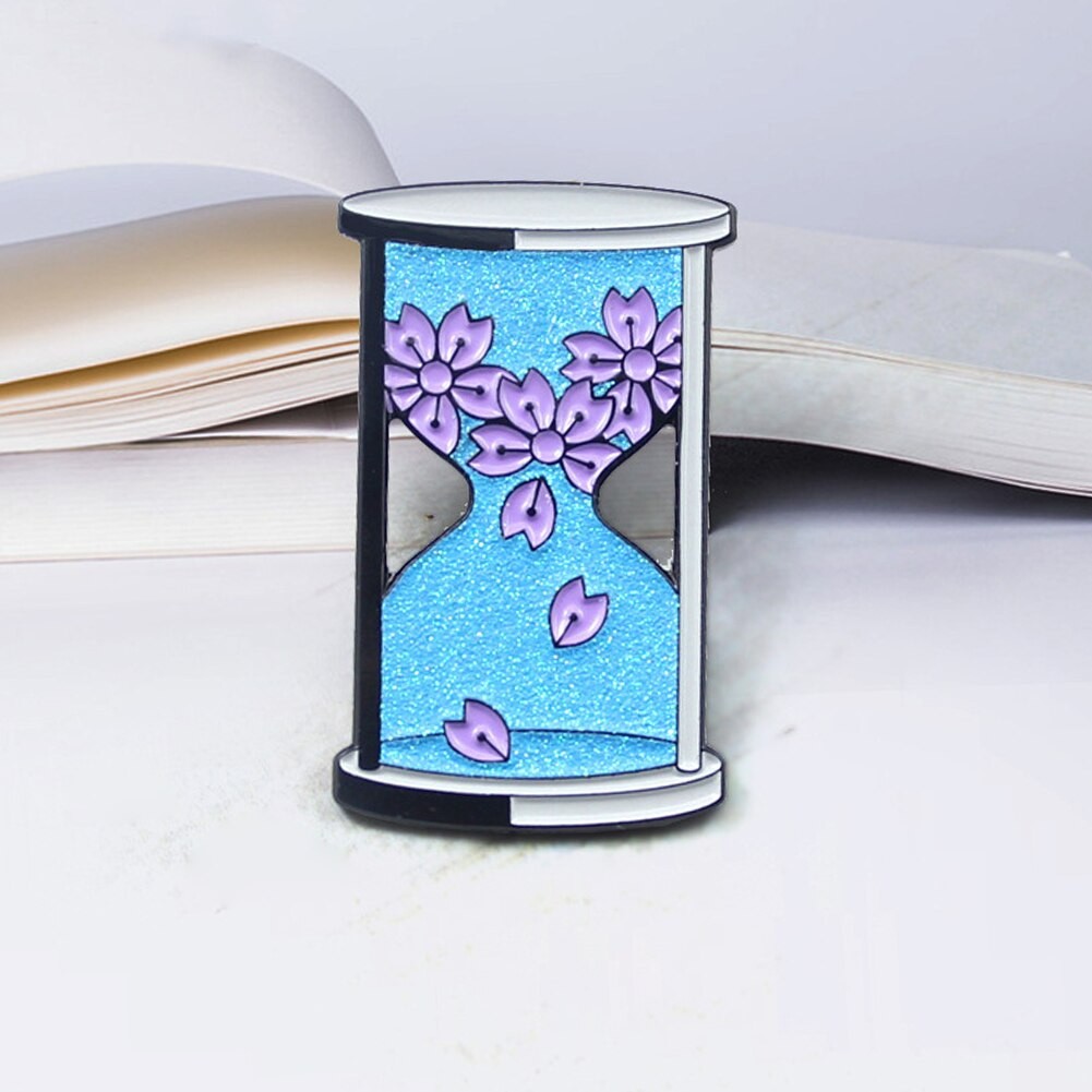 Pin cài áo họa tiết hoa Sakura/ mầm cây/ phi hành gia/ cá voi kiểu dáng đồng hồ cát - GC410