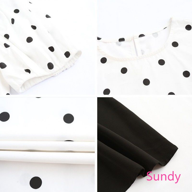 Bộ Áo Sơ Mi Chấm Bi + Đầm Yếm Thời Trang Mùa Hè Phương Tây Dành Cho Nữ