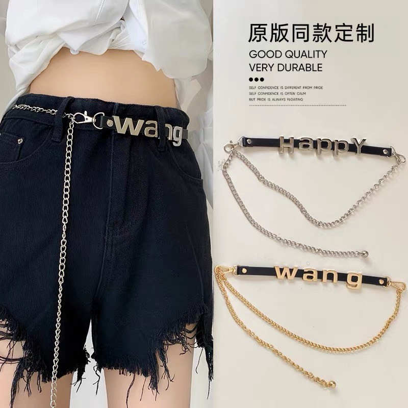 Thắt lưng da mix sợi xích Thắt lưng WANG 2 màu