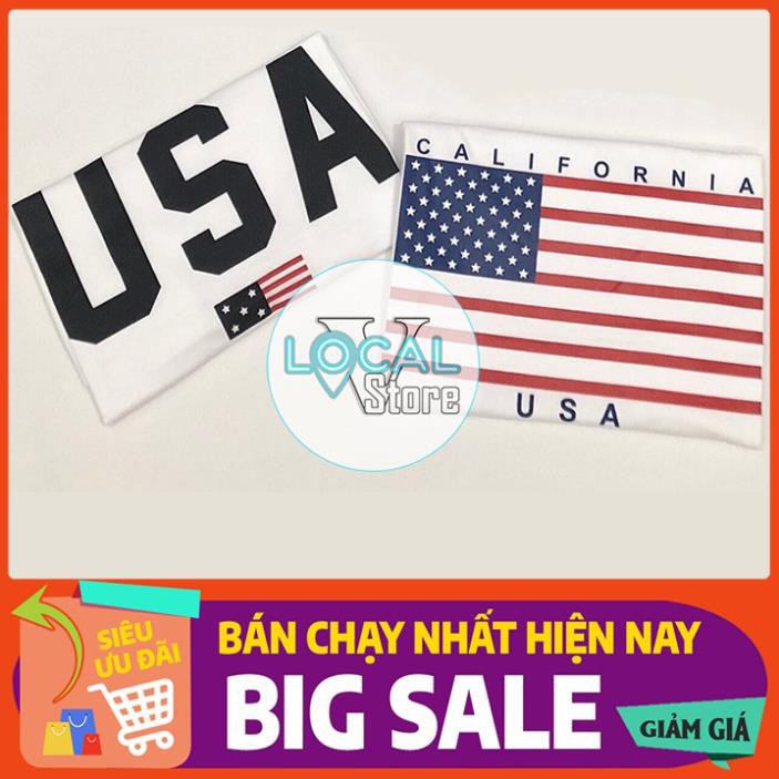 VIP 21 Áo Thun Nữ Tay Ngắn Cao Cấp In Cờ Mỹ Phối Chữ CALIFORNIA USA  ྇ ༴