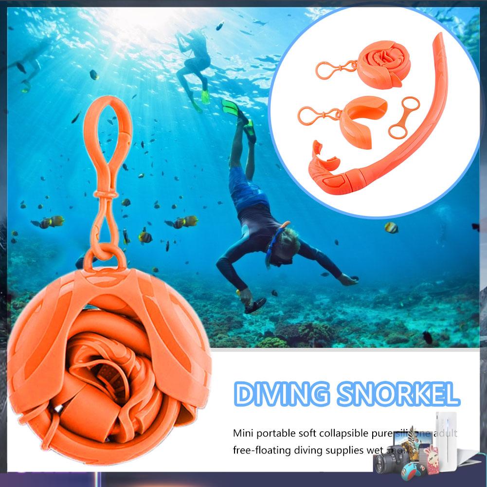 Ống Thở Lặn Bằng Silicone Có Thể Gấp Gọn Kèm Túi Đựng