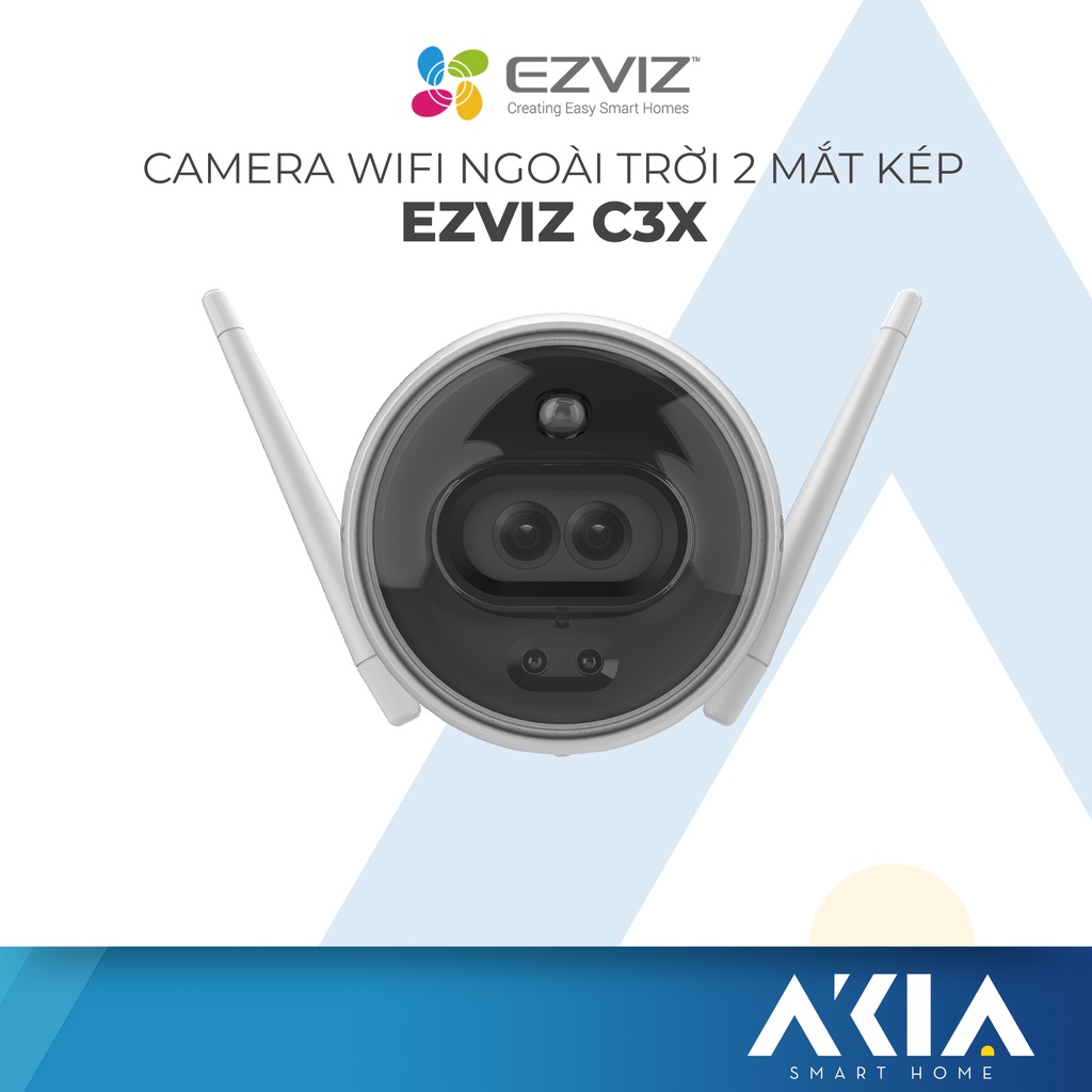 Camera ngoài trời ezviz C3X - cam wifi 2 mắt tích hợp AI, chống nước IP67, quay có màu ban đêm, có còi hú và đèn chớp