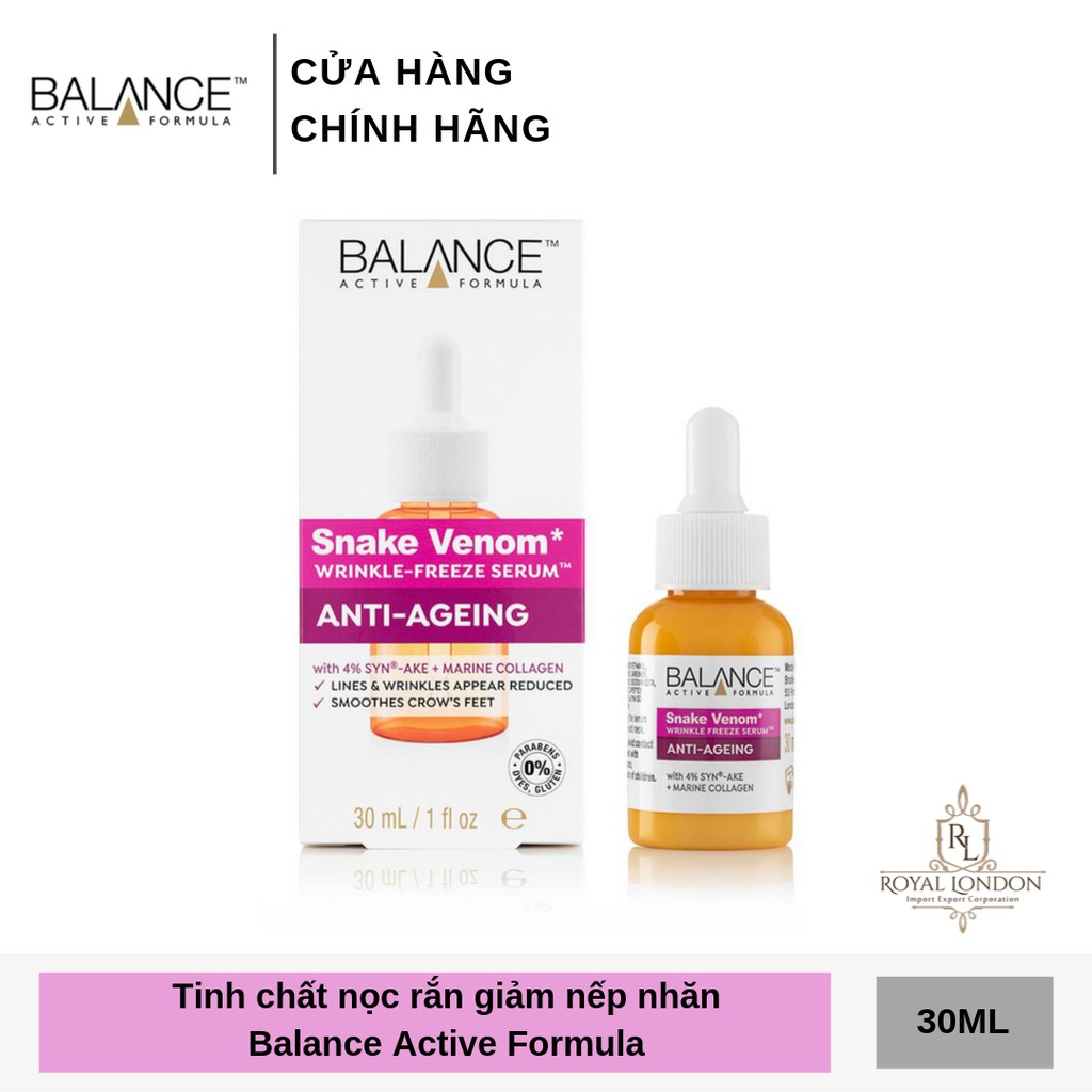[Mã FMCGMALL -8% đơn 250K] Serum chống lão hóa nọc rắn Balance Active Formula Snake Venom Wrinkle Freeze 30ml | BigBuy360 - bigbuy360.vn