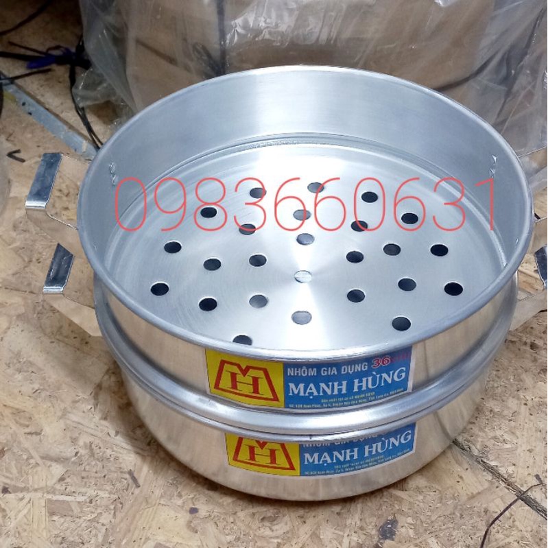 Bộ nồi xửng hấp bánh+rau củ quả nhôm mạnh hùng size36cm