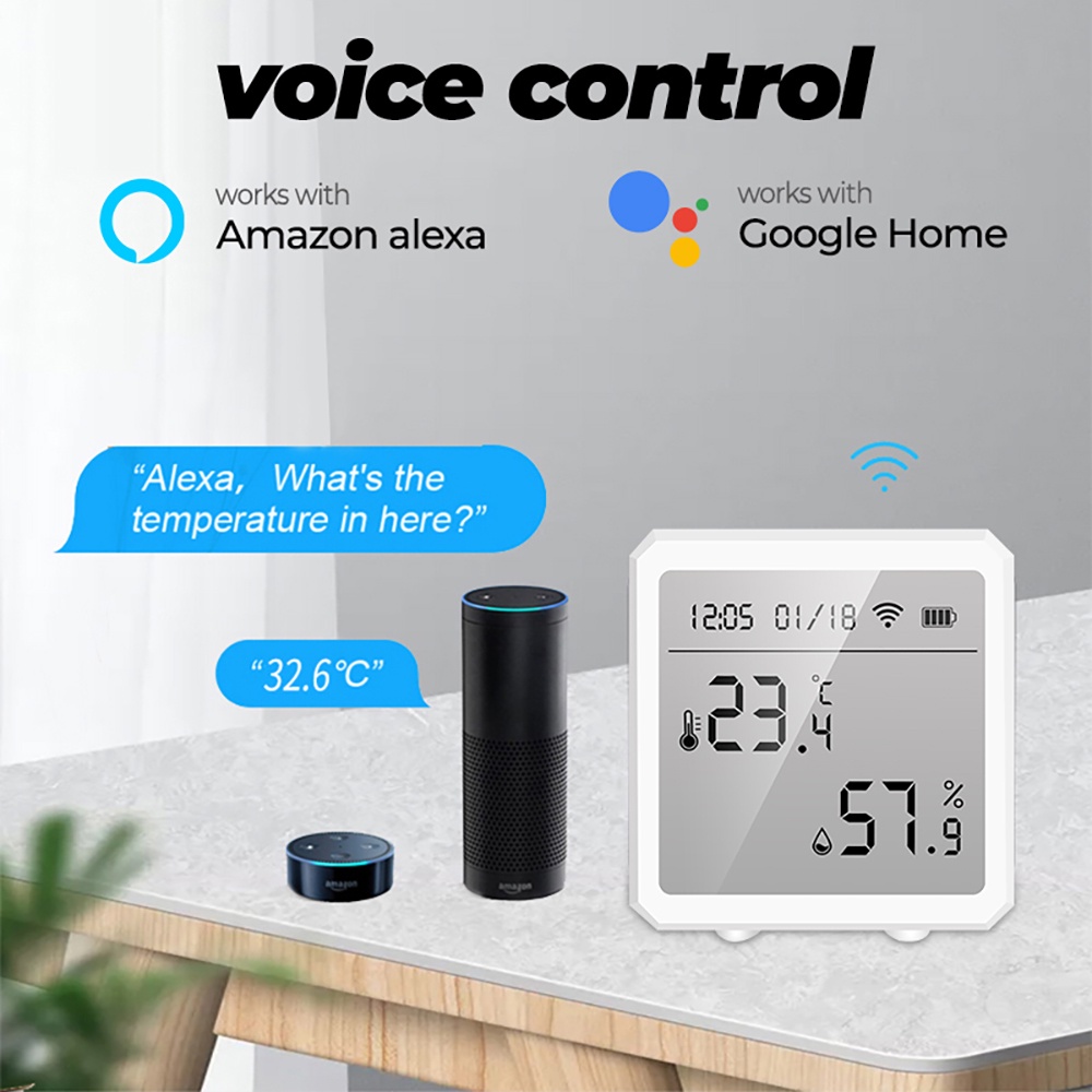 Cảm biến nhiệt độ &amp; độ ẩm SMATRUL Tuya Zigbee thông minh màn hình LCD hỗ trợ Alexa Google Home chạy pin dùng trong nhà