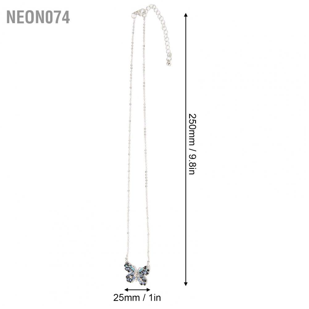 Neon074 Neon074 Bướm hình mặt dây chuyền Vòng cổ Phụ nữ Hợp kim thời trang Kim cương giả kiện sức