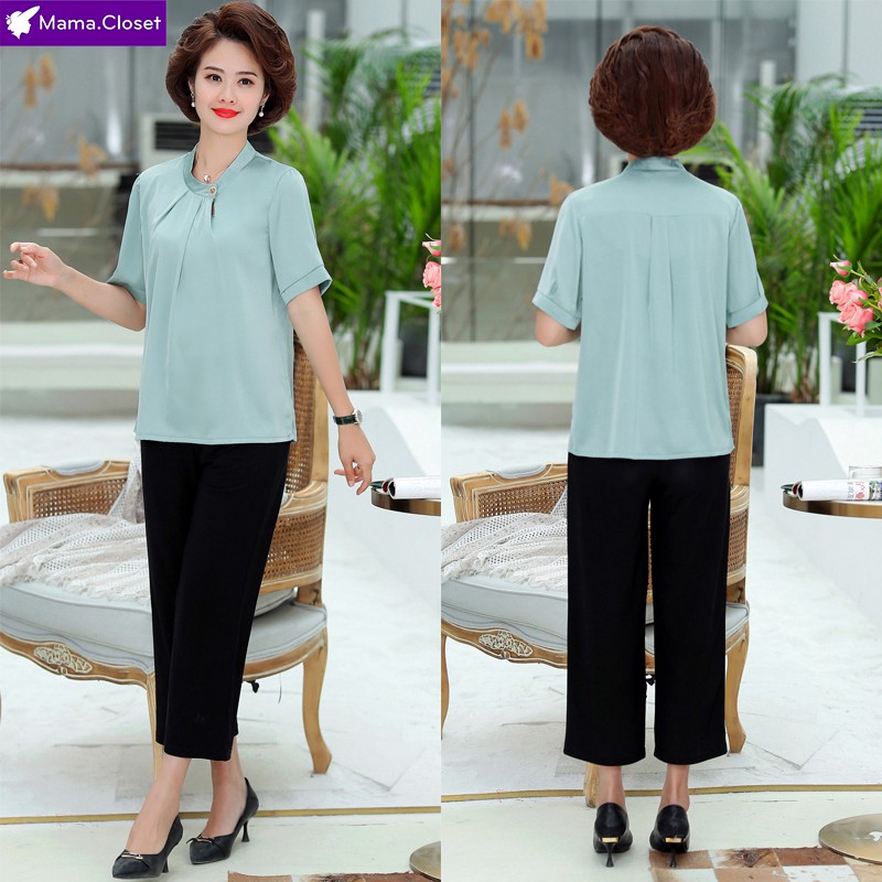#X805 ÁO VOAN NGẮN TAY, ÁO HỌA TIẾT NƠ CỔ, ÁO CHO NGƯỜI TRUNG NIÊN HOT NHẤT 2021, CHẤT VOAN THOÁNG MÁT,