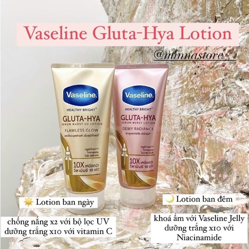 Sữa Dưỡng Thể Vaseline Healthy Bright Gluta HYA Serum 10X Thái Lan Tuýp 330ml
